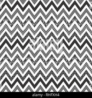 Modèle Chevron en noir, blanc et gris assortiment de imprime à l'intérieur de chaque couche. Fond graphique. Banque D'Images