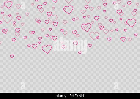 Confettis coeur tomber isolés. Valentines Day concept. Arrière-plan de superposition des formes du cœur. Vector illustration de fête. Vecteur. Valentines Day Illustration de Vecteur