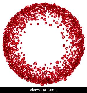 Cadre ou une bordure de coeurs de dispersion aléatoire Illustration de Vecteur