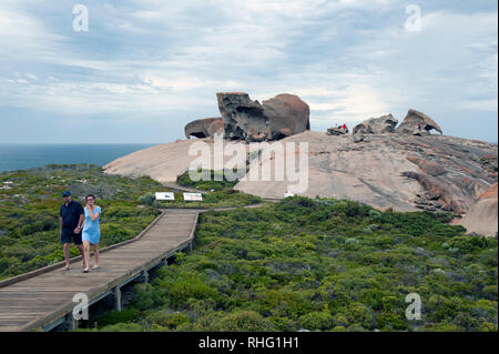 Vue générale de Remarkable Rocks, Kangaroo Island, Australie du Sud, Australie Banque D'Images