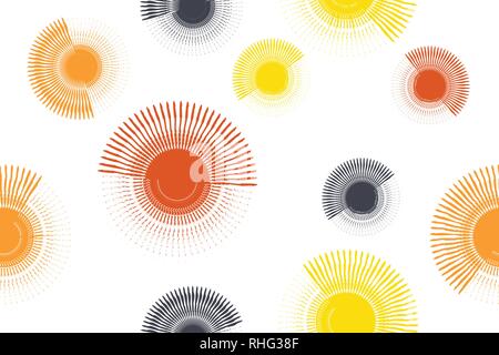 Résumé fond, transparente avec motif lignes formant cercles en orange, bleu et jaune. De couleur vive, enjouée vecteur moderne dans l'art Illustration de Vecteur
