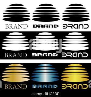 Logo abstrait de l'hémisphère divisé en ellipses et l'inscription Illustration de Vecteur