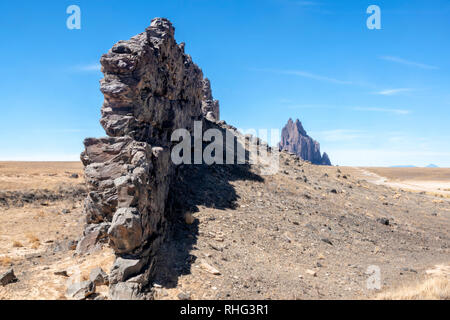 Shiprock, crête volcanique, territoire Navajo, Nouveau Mexique Banque D'Images