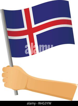 L'Islande drapeau dans la main. Contexte patriotique. Drapeau national de l'Islande vector illustration Illustration de Vecteur