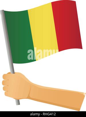 Mali drapeau dans la main. Contexte patriotique. Drapeau national du Mali vector illustration Illustration de Vecteur