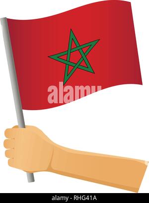 Maroc drapeau dans la main. Contexte patriotique. Drapeau national du Maroc vector illustration Illustration de Vecteur