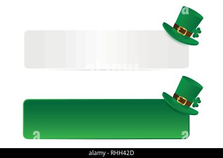 Livre vert et blanc St Patrick Day étiquette en papier avec chapeau et trèfle vector illustration EPS10 Illustration de Vecteur