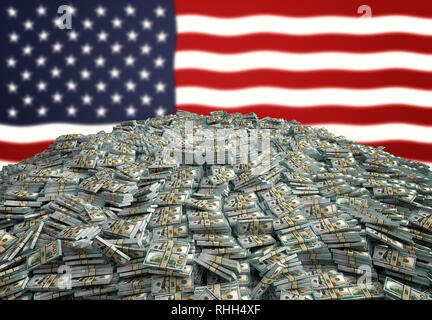 Des millions de dollars - Pile de nouveau 100 Dollar Bills - 3D Rendering Banque D'Images