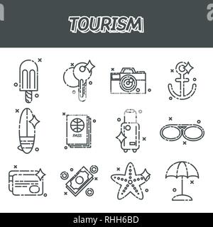Voyages, Tourisme, vacances icons set. Télévision style design Vector illustration Illustration de Vecteur