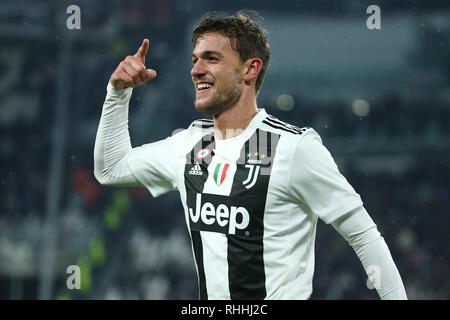 Daniele Rugani de Juventus célèbre après avoir marqué le but de 2-0 au cours de la Serie A 2018/2019 match de football entre la Juventus et Parme à Allianz Banque D'Images