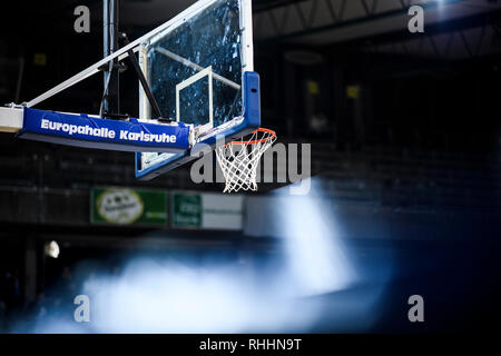 Karlsruhe, Allemagne. 09Th Feb 2019. Fonction, ornate panier, panier de basket-ball. GES/basket-ball/ProA : PSK Lions - Baskets Paderborn, 02.02.2019 - dans le monde de l'utilisation | Credit : dpa/Alamy Live News Banque D'Images