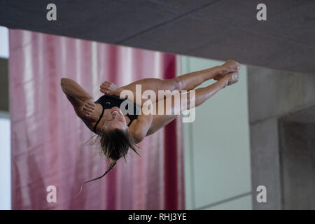 Plymouth, au Royaume-Uni. 3 2019. Grace Reid - DLAC 3M chez les femmes, lors de la plongée sous-marine nationale préliminaire Cup 2019 à Plymouth Life Centre le dimanche, 03 février 2019. PLYMOUTH EN ANGLETERRE. (Usage éditorial uniquement, licence requise pour un usage commercial. Aucune utilisation de pari, de jeux ou d'un seul club/ligue/dvd publications.) Crédit : Taka G Wu/Alamy News Crédit : Taka Wu/Alamy Live News Banque D'Images