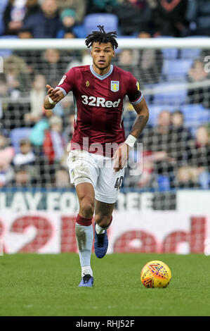 Reading, UK. Feb 2019 2ème. Tyrone Mings de Aston Villa en action au cours de l'EFL Sky Bet match de championnat entre lecture et Aston Villa au stade Madejski, lecture, l'Angleterre le 2 février 2019. Photo de Ken d'Étincelles. Usage éditorial uniquement, licence requise pour un usage commercial. Aucune utilisation de pari, de jeux ou d'un seul club/ligue/dvd publications. Credit : UK Sports Photos Ltd/Alamy Live News Banque D'Images