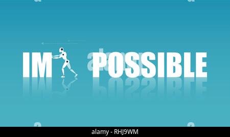 Les progrès de la technologie concept. Vecteur d'un changement de mot impossible à robot possible Illustration de Vecteur