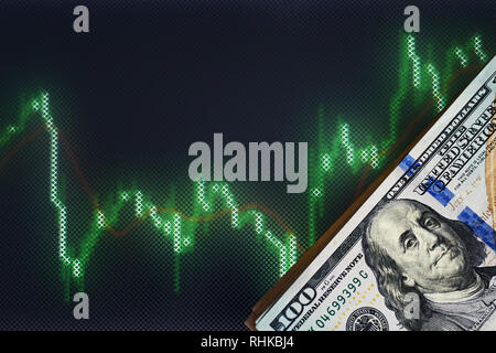 Billets dollar contre les cours de la bourse. Concept d'entreprise et finances Banque D'Images