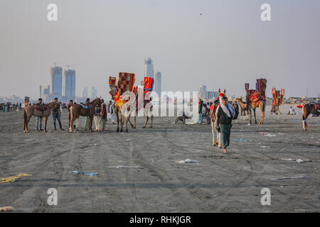 Vue mer Plage de Clifton Karachi Pakistan Banque D'Images