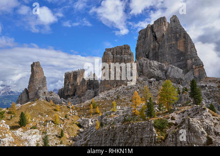 Le Cinque Torri, Dolomites, Padova, Veneto, Italie Banque D'Images