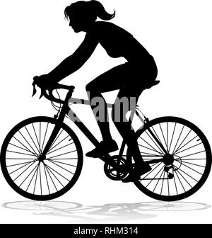 Cycliste Vélo femme Vélo Silhouette Illustration de Vecteur