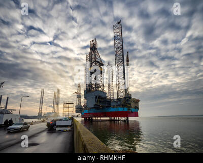 En plates-formes pétrolières offshore, le port d'Esbjerg Danemark Banque D'Images