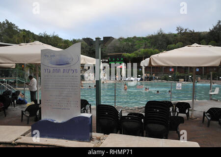 Israël, Golan, Hamat Gader spa de sources chaudes naturelles, sur le plateau du Golan, Israël, Hamat Gader a 4 ressorts d'eau minérale. D'autres attractions sont un Banque D'Images
