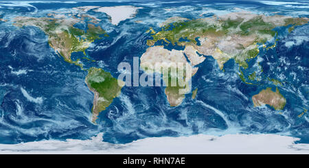 Géographie carte du monde. Modification tonique avec les lumières de la ville Banque D'Images