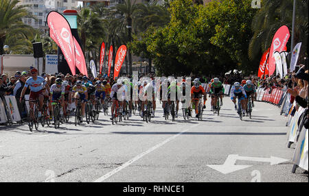 Palma de Mallorca, Espagne. 06Th Feb 2019. Cyclisme : 4ème étape du Défi quatre jours Cyclista Mallorca. Le domaine des lecteurs de pilotes à travers la ville pendant la Palma Trophy. Credit : Clara Margais/dpa/Alamy Live News Banque D'Images