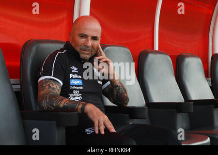 L'UIT, Sao Paulo, Brésil. 06Th Feb 2019. ITUANO X SANTOS - Jorge Sampaoli do Santos lors d'un match entre Ituano et Santos, valable pour le 5e tour du championnat Paulista 2019, tenue à la Novelli Stade Junior à l'UIT, SP. (Photo : Ricardo Moreira/Fotoarena) Crédit : Foto Arena LTDA/Alamy Live News Banque D'Images