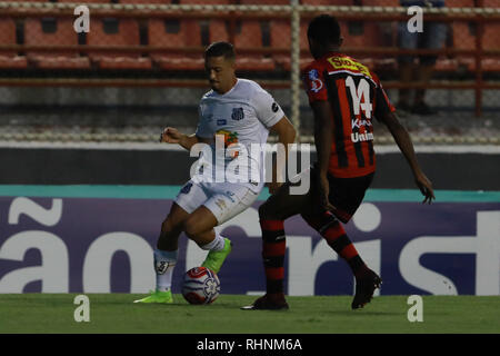 L'UIT, Sao Paulo, Brésil. 06Th Feb 2019. ITUANO X SANTOS - Jean Mota n Santos lors d'un match entre Ituano et Santos, valable pour le 5e tour du championnat Paulista 2019, tenue à la Novelli Stade Junior à l'UIT, SP. (Photo : Ricardo Moreira/Fotoarena) Crédit : Foto Arena LTDA/Alamy Live News Banque D'Images