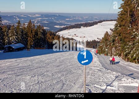 Une pente symbole numéro journée à Boedele Ski Resort - Dornbirn Vorarlberg, Autriche Banque D'Images