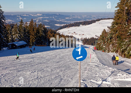 Une pente symbole numéro journée à Boedele Ski Resort - Dornbirn Vorarlberg, Autriche Banque D'Images