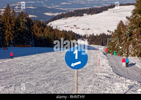 Une pente symbole numéro journée à Boedele Ski Resort - Dornbirn Vorarlberg, Autriche Banque D'Images