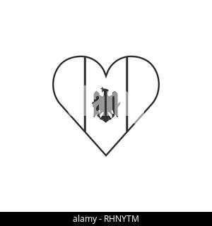 L'icône du drapeau de la Moldavie un cœur en contour noir modèle plat. Date de l'indépendance ou de la fête nationale. Illustration de Vecteur