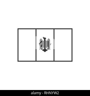 L'icône du drapeau de la Moldova contour noir modèle plat. Date de l'indépendance ou de la fête nationale. Illustration de Vecteur