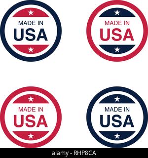 Ensemble de Made in USA (United States of America) Panneaux, étiquettes, et les emblèmes de l'illustration vectorielle. Illustration de Vecteur
