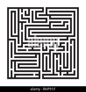 Labyrinthe carré, un labyrinthe pour les enfants, enfants, jeu de puzzle avec une entrée et une sortie. Illustration de Vecteur