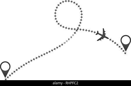 Avion et sa croix blanche sur la piste . Vector illustration. Illustration de Vecteur