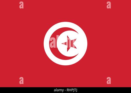 Image vectorielle pour la Tunisie drapeau. Basé sur le drapeau tunisien exact et dimensions (3:2) et couleurs (186C et blanc) Illustration de Vecteur