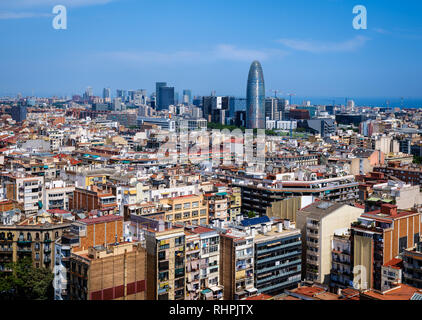 Barcelone, Espagne - CIRCA MAI 2018 : vue sur Barcelone depuis la Sagrada Familia. Banque D'Images