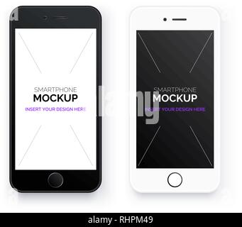 Ensemble de téléphones mobiles réalistes. Smartphone maquette Illustration de Vecteur