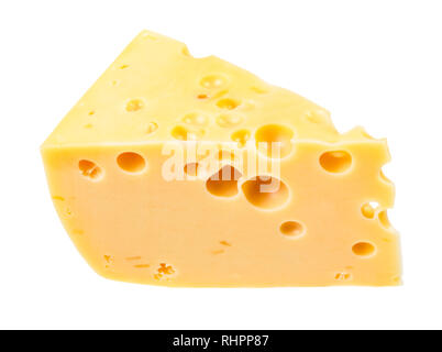 Beau gosse de semi-dure jaune le lait de vache le fromage suisse à trous interne isolé sur fond blanc Banque D'Images