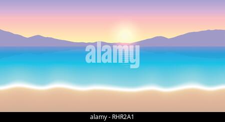 Lever de soleil colorés belle plage paysage vector illustration EPS10 Illustration de Vecteur