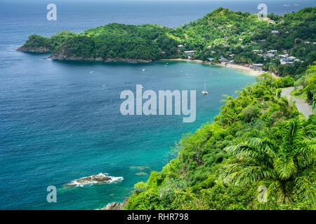 Castara Bay sur la côte nord de l'île de Tobago, Trinité-et-Tobago. Banque D'Images