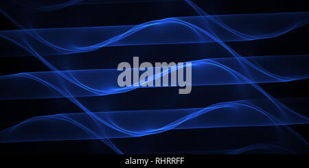 Néon bleu éclatant des lignes ondulées Banque D'Images