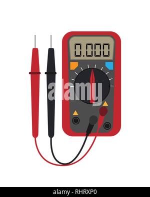 Multimètre numérique. Instrument de mesure électrique : tension, intensité, puissance, l'ohmmètre. Télévision, style vector illustration Illustration de Vecteur