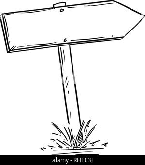 Dessin de vieux bois vide Road Sign Illustration de Vecteur