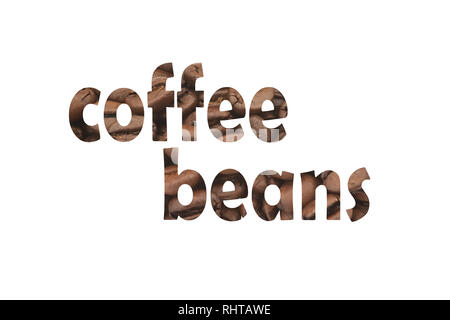 Libre de droit avec des grains de café et cut out word café en grains Banque D'Images