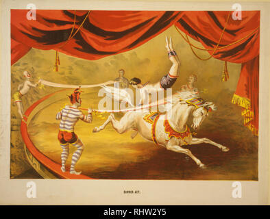 Circus affiche montrant acrobat performing on horse ca. 1875 Banque D'Images