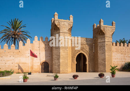 Chellah porte d'entrée - Bab Zaer. Chellah ou Sala Colonia est une nécropole située à Rabat, Maroc. anciennes ruines et parc historique Banque D'Images