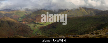 Hartsop Hall du haut de Dove Crag, Cumbria Banque D'Images