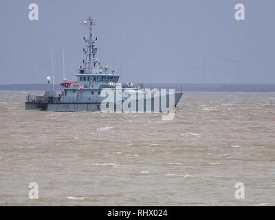 Sheerness, Kent, UK. 4 Février, 2019. Coupe-bordure active vigilance HMC ancré à Sheerness Kent en ce matin. HMC Vigilant est l'un des quatre 42 m (138 ft) cutters exploité par la UK Border Agency. Credit : James Bell/Alamy Live News Banque D'Images